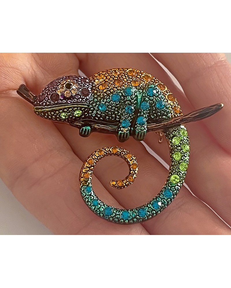 Strass-Brosche "Chamäleon"